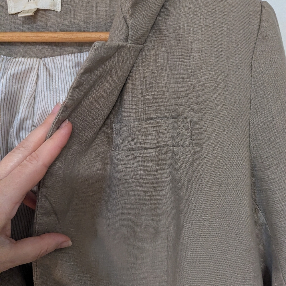 Taupe Women's 100% Linen Blazer Size Large - Picture 4 of 8
